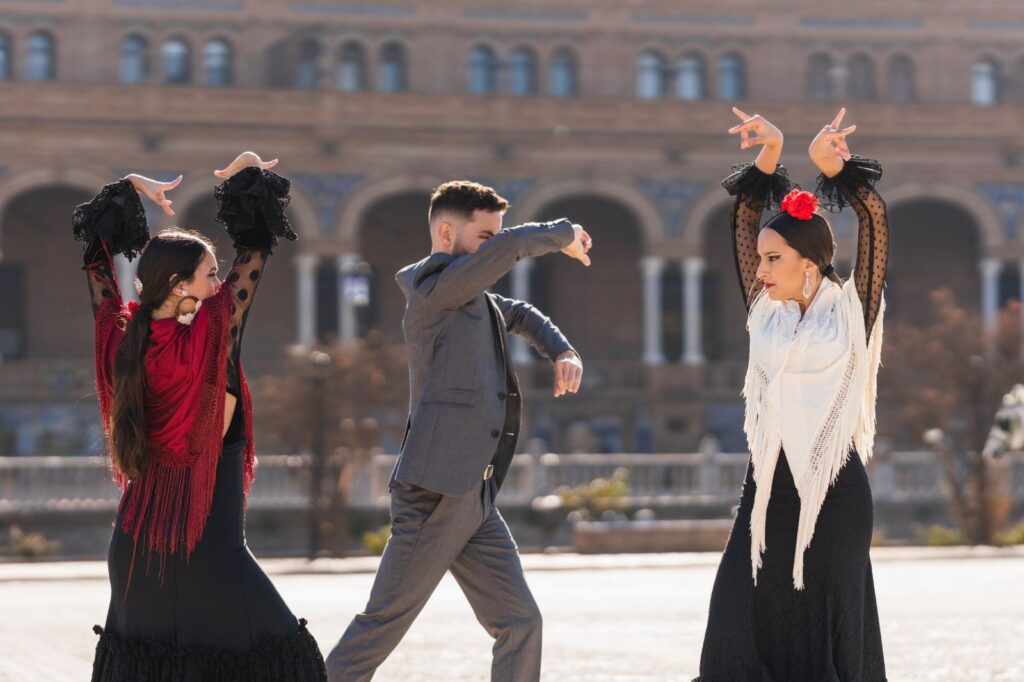 Flamenco dancers performing outdoors