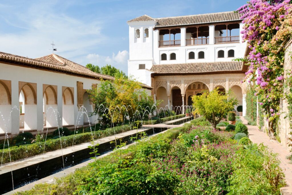 Alhambra courtyard fountain in Moorish Granada