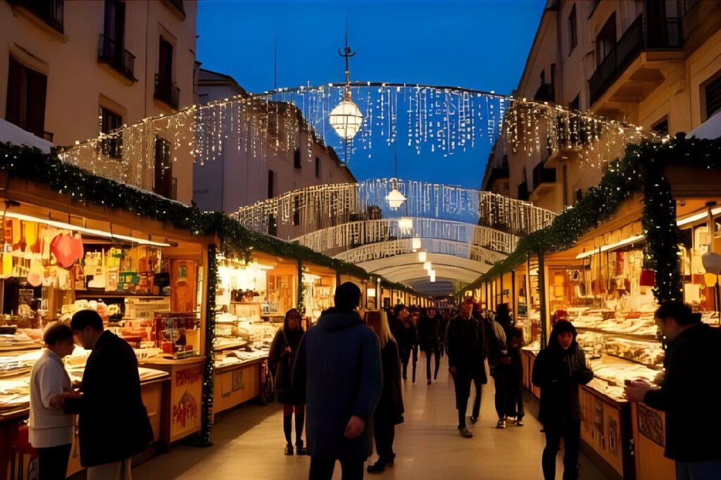 The Christmas markets of Spain are full of stands selling delicious foods, Christmas ornaments for the tree, and pretty trinkets to give as gifts.